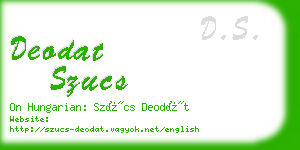 deodat szucs business card